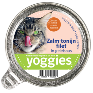 12x85g Yoggies kattencups met zalm en tonijn in heerlijke gelei