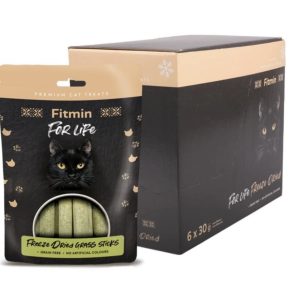 Doos met Gevriesdroogde kattenkruidsticks met kattengras 6x 30 g